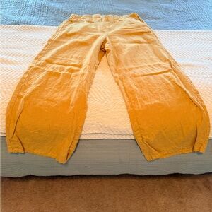 J Jill Wide-Leg Linen Blend Pants - Mustard Yellow